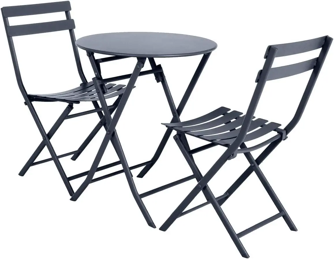 Table de jardin 2 places en acier gris 60 x 60 vue 4