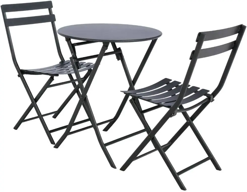 Table de jardin 2 places en acier gris 60 x 60 vue 7