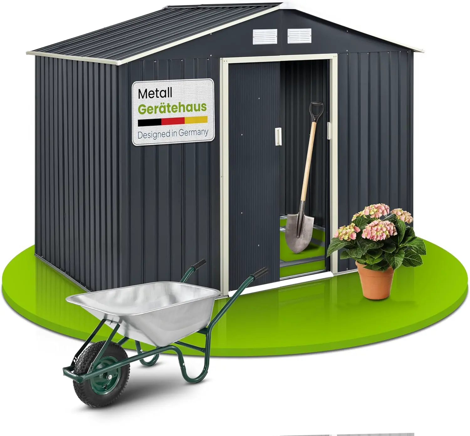 Juskys Abri à Outils en Métal 9m³ avec Toit Incliné