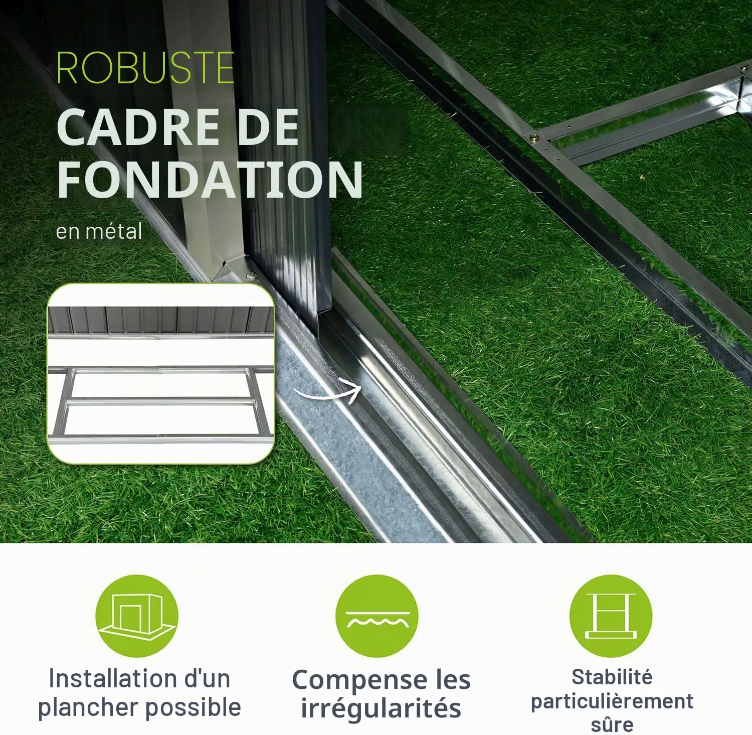 Abri de jardin en métal en acier gris 9 m² vue 6