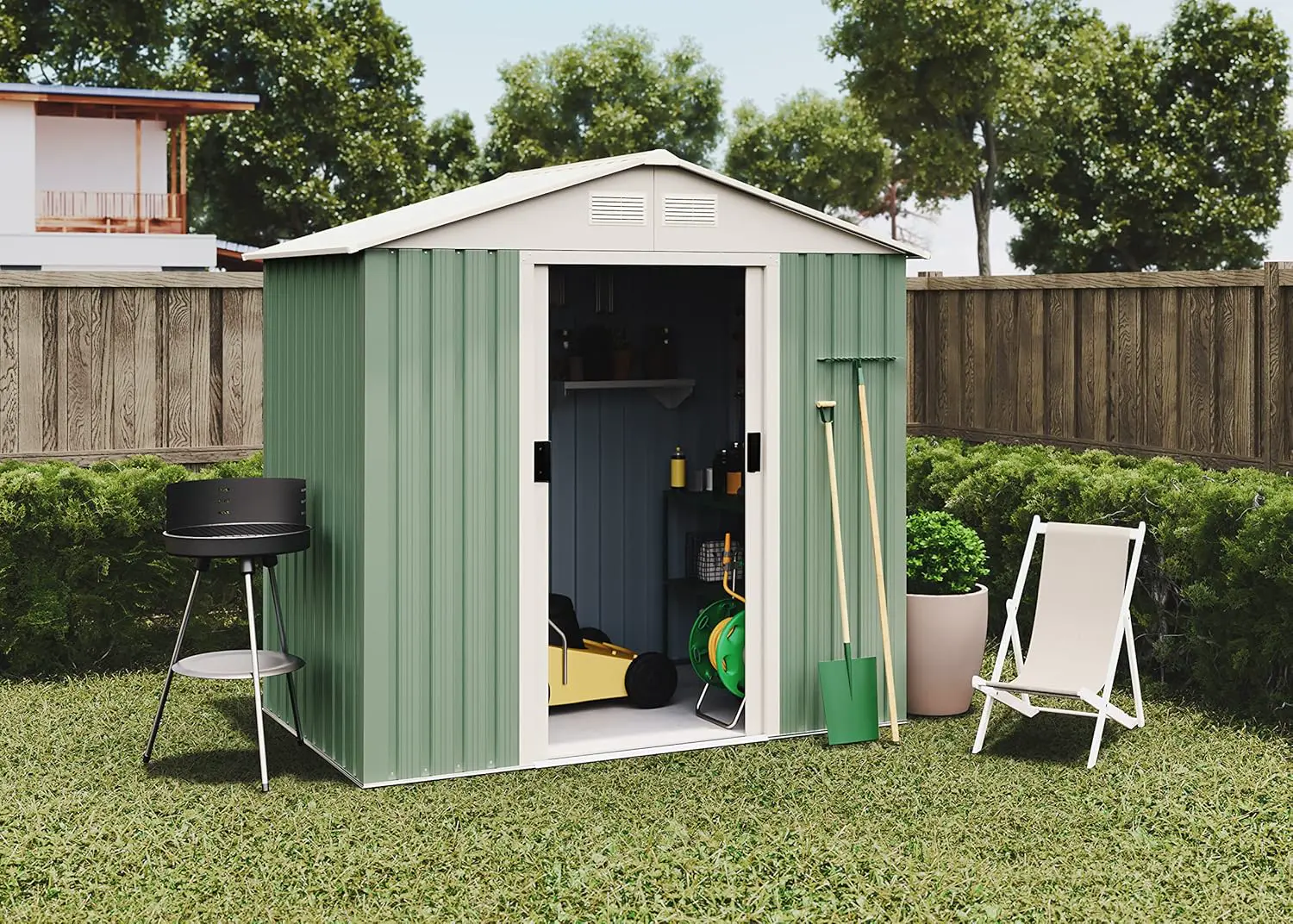 Abri de jardin en métal en acier beige 2,43 m² vue 4