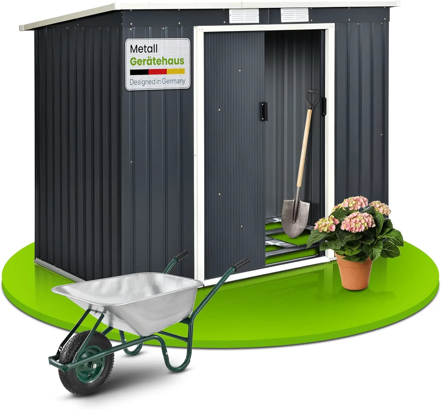Juskys Abri à Outils en métal de 4m³ avec Toit en Pente