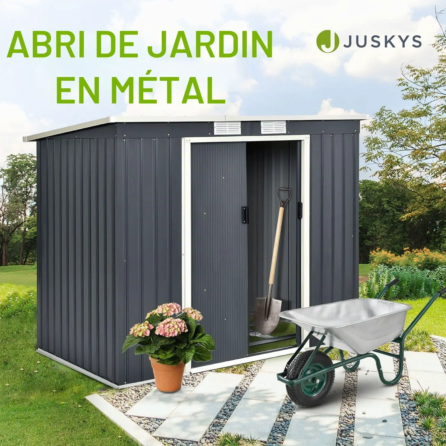 Abri de jardin en métal en métal gris 14 m² vue 2