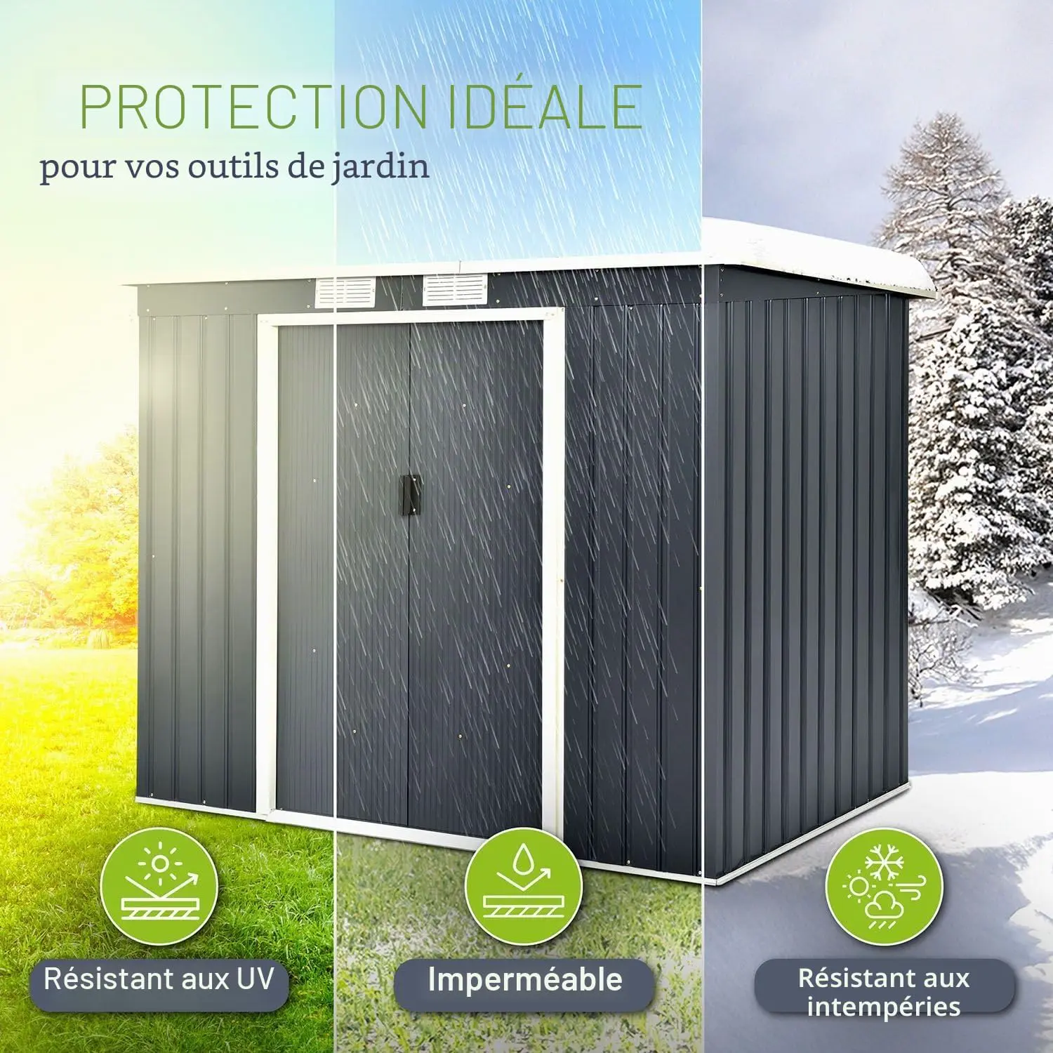 Abri de jardin en métal en métal gris 14 m² vue 3