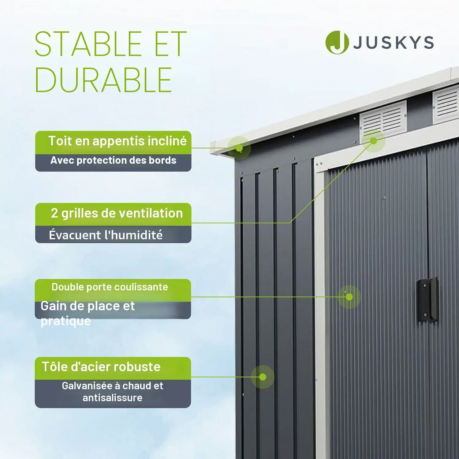 Abri de jardin en métal en métal gris 14 m² vue 5