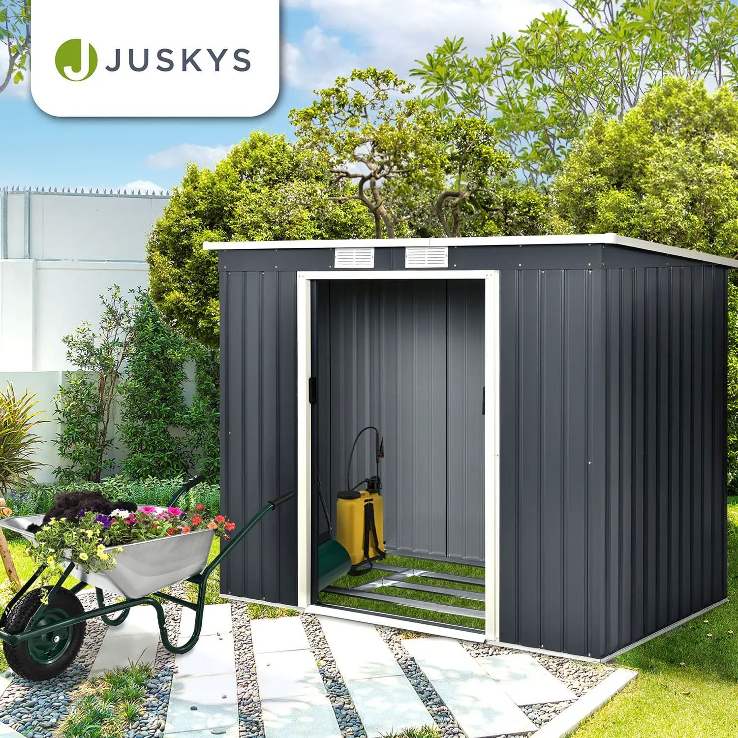 Abri de jardin en métal en métal gris 14 m² vue 7