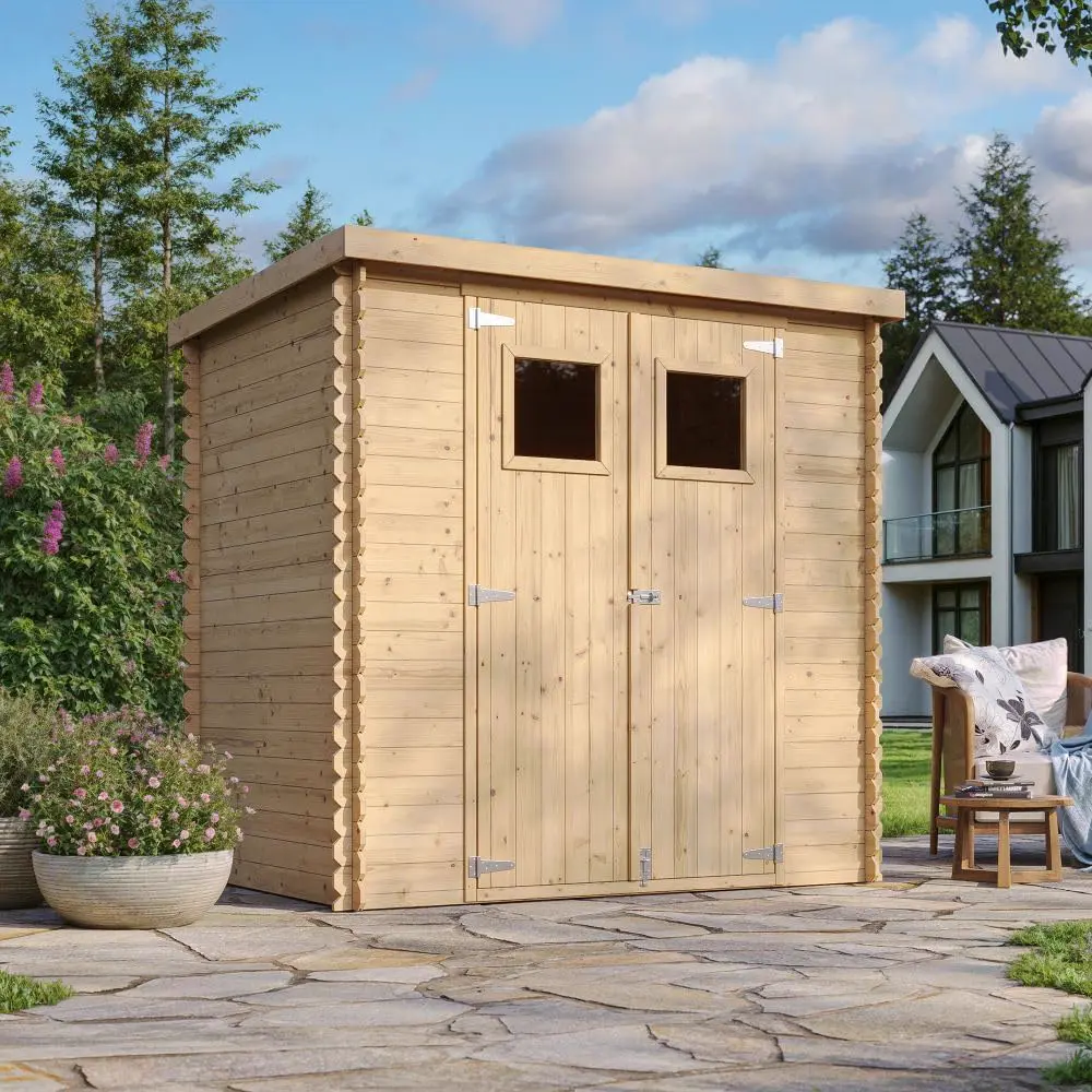 Abri de jardin en bois en bois naturel 2,22 m² vue 2