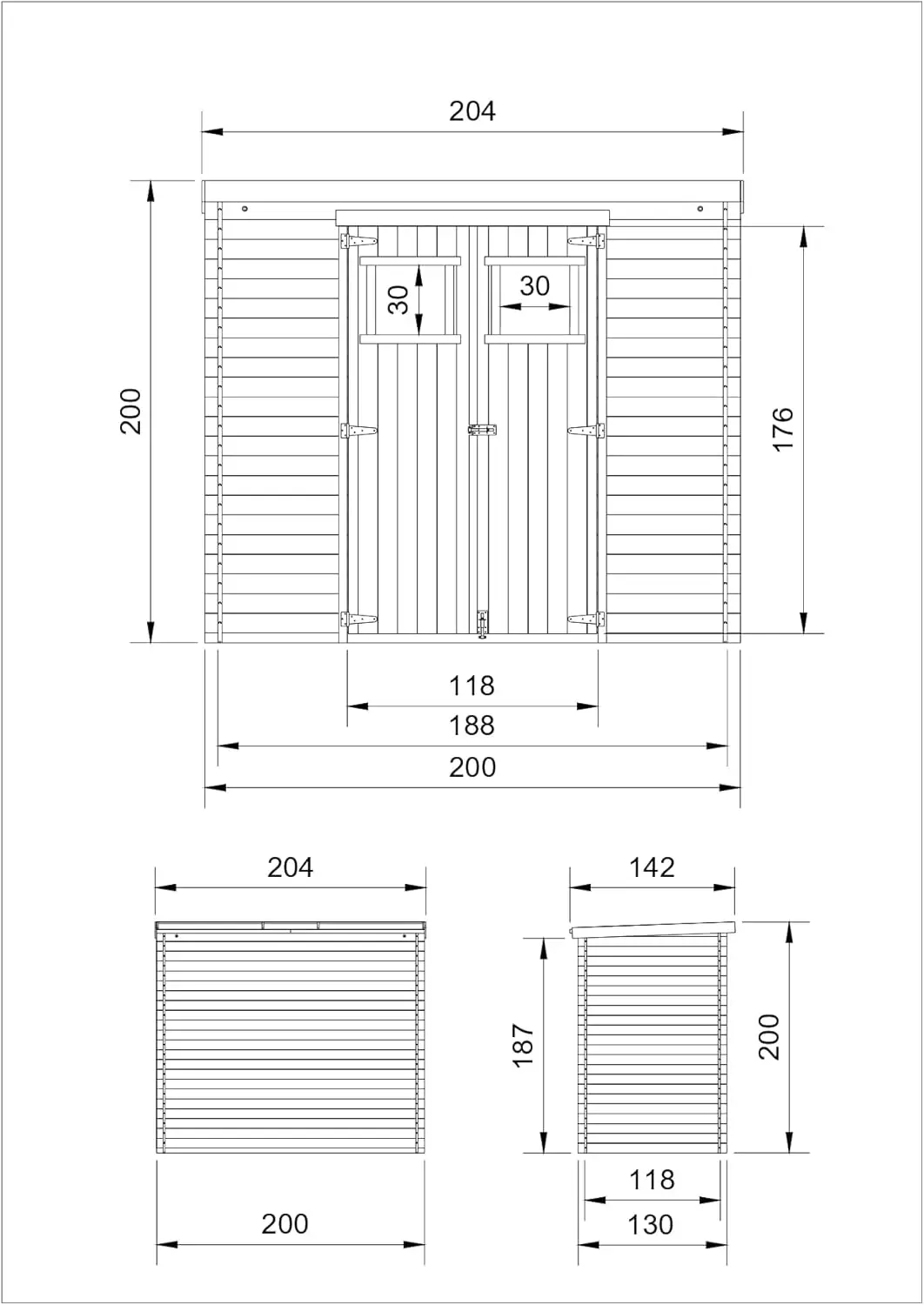 Abri de jardin en bois en bois naturel 2,22 m² vue 5