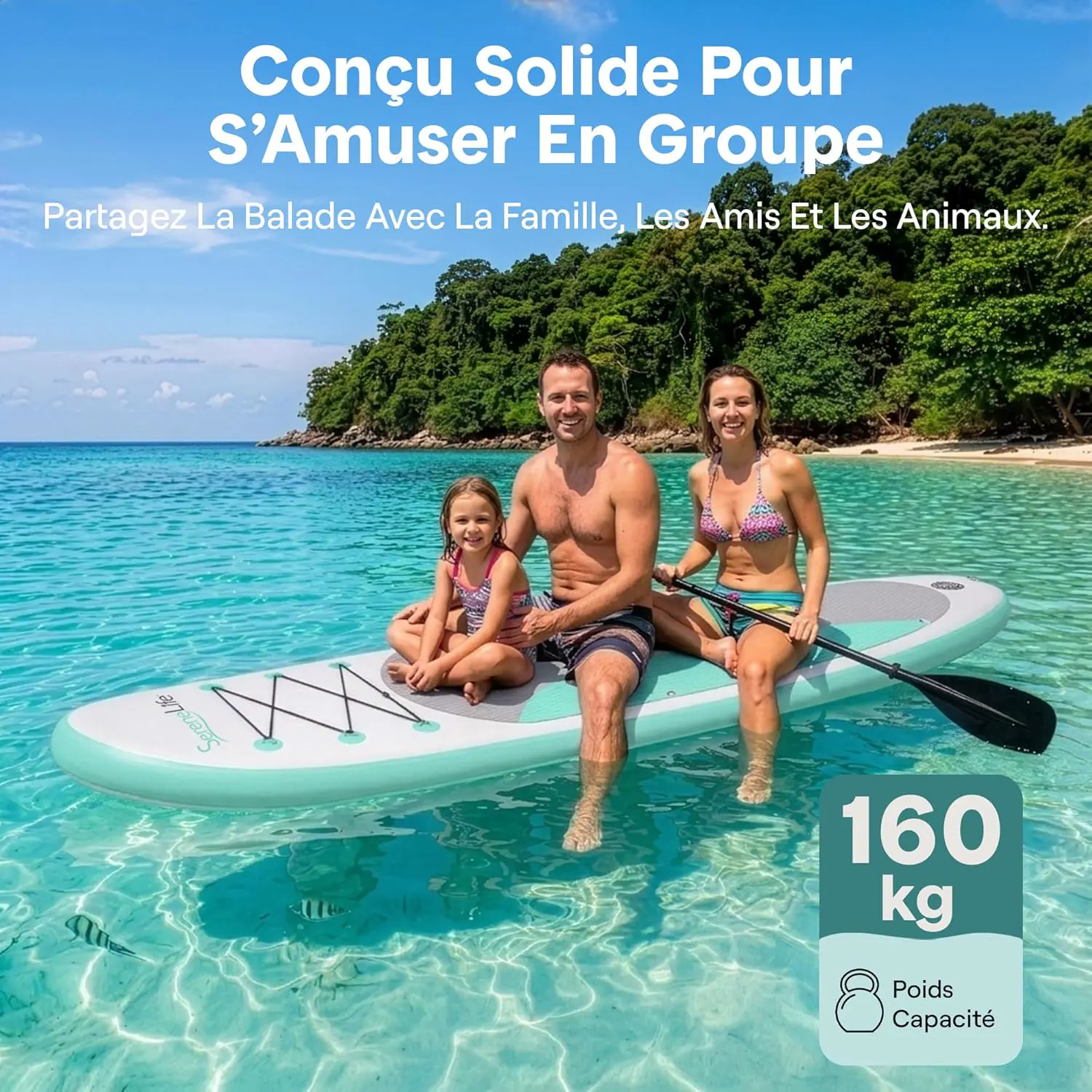 Paddle gonflable en aluminium vert vue 2