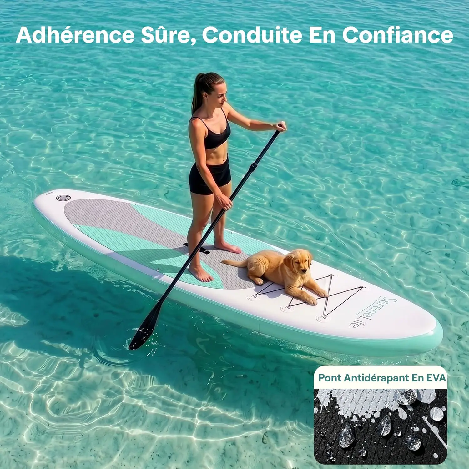 Paddle gonflable en aluminium vert vue 4