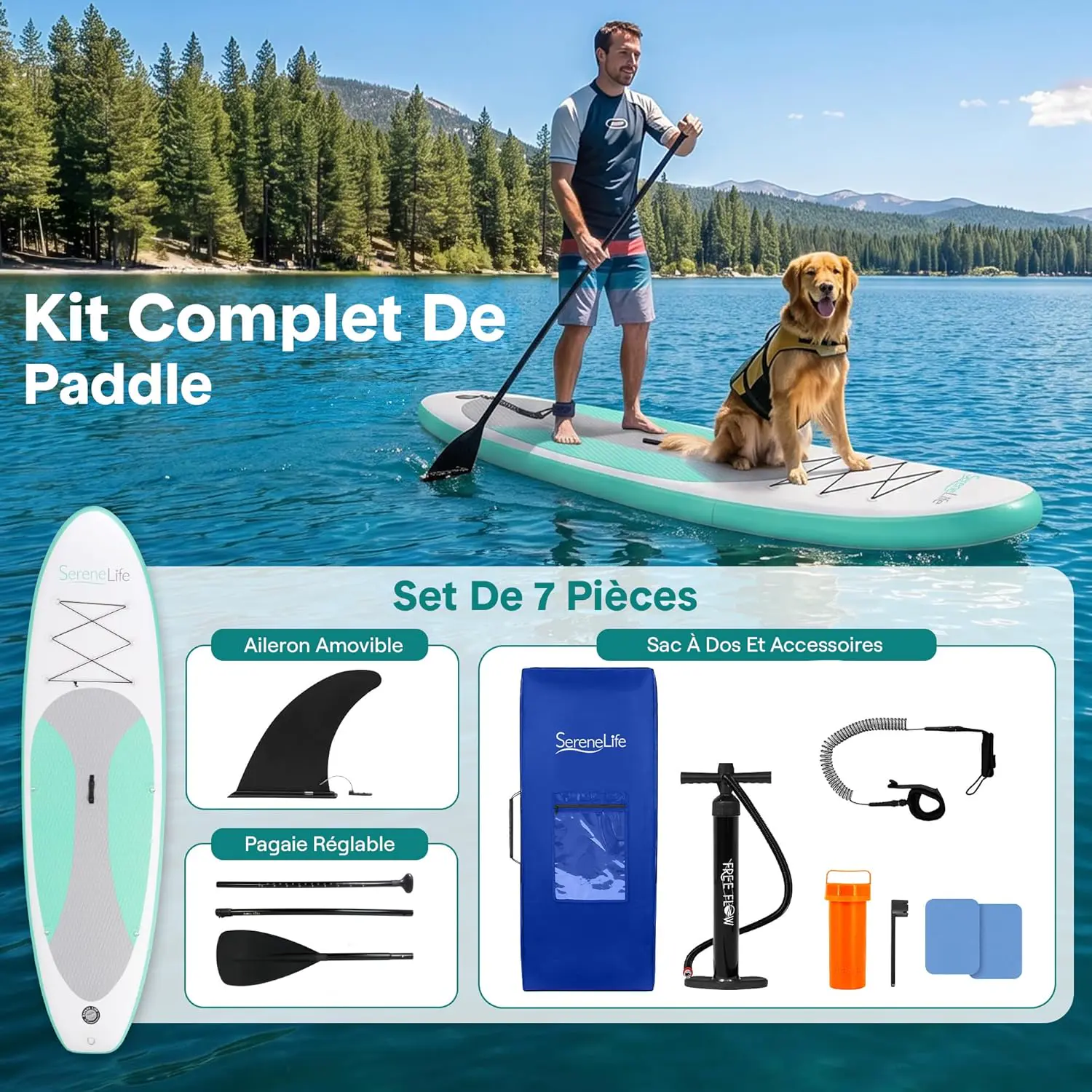 Paddle gonflable en aluminium vert vue 5