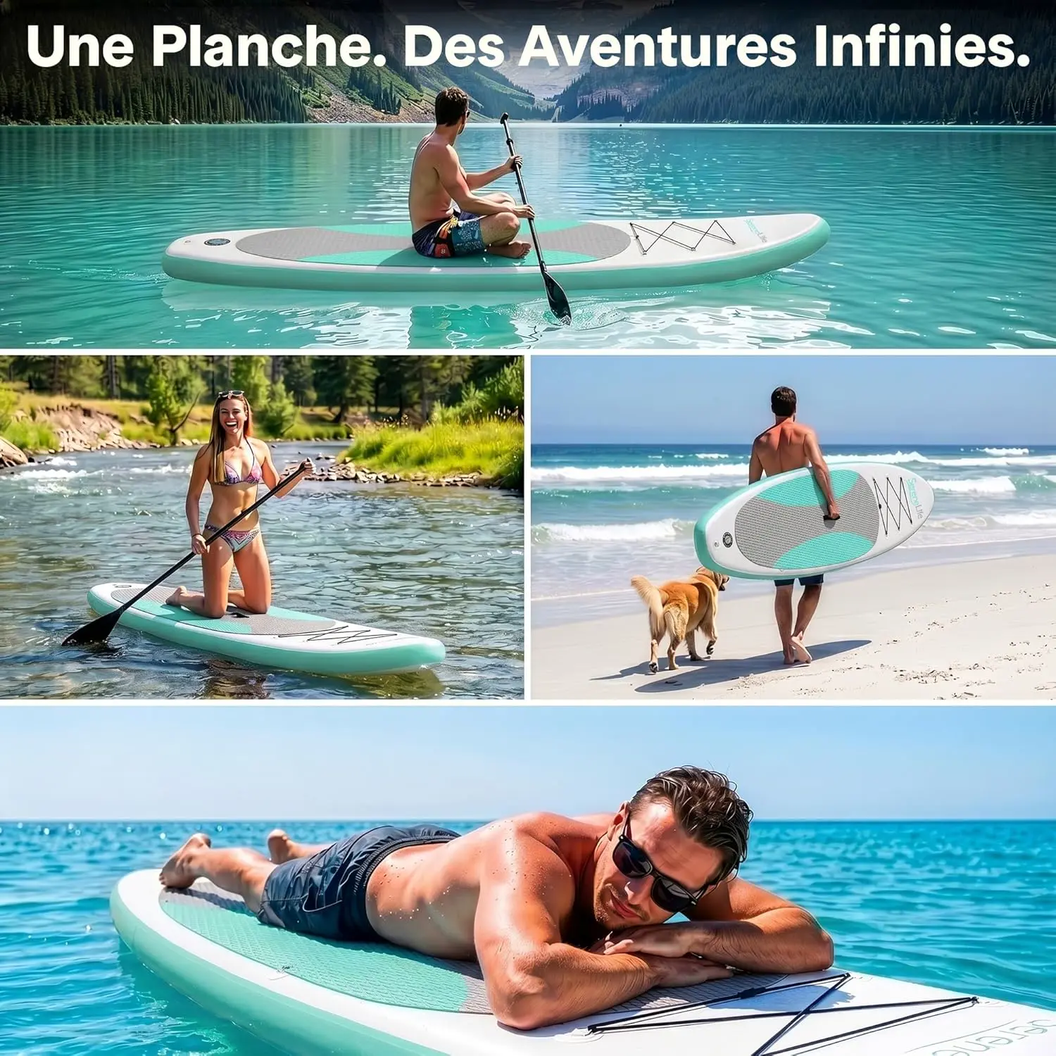 Paddle gonflable en aluminium vert vue 6