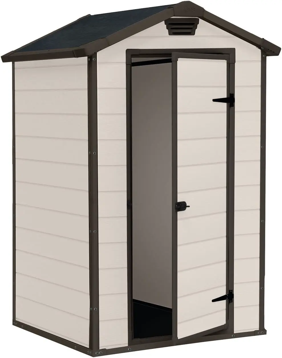 Abri de jardin en résine en bois beige 1,1 m² vue 2