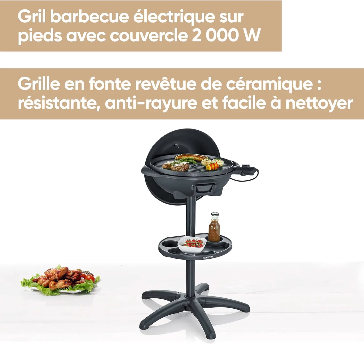 Barbecue électrique en aluminium noir vue 2