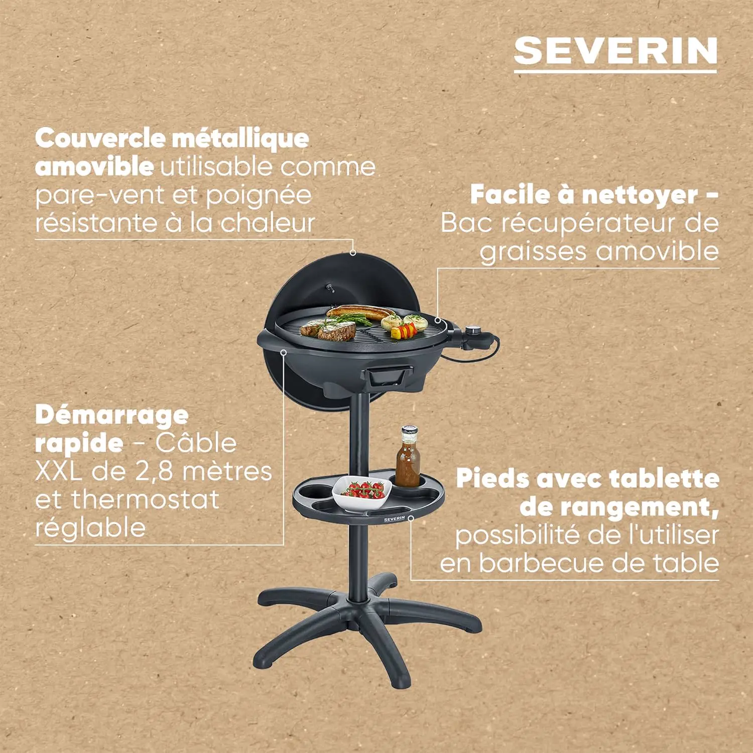 Barbecue électrique en aluminium noir vue 4