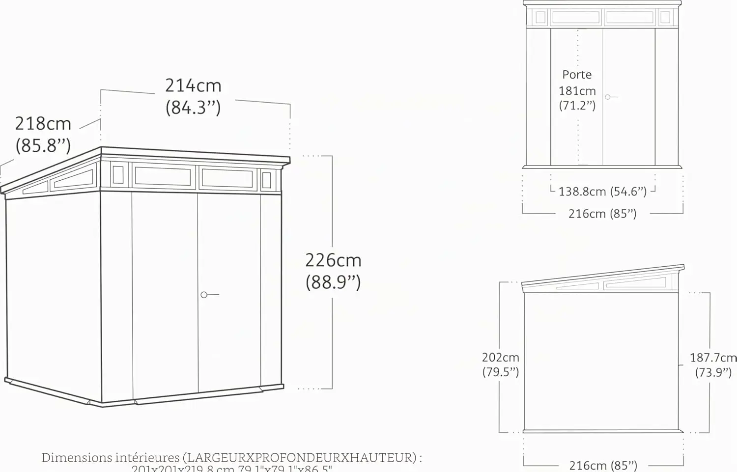 Abri de jardin en résine en résine gris 4,7 m² vue 3