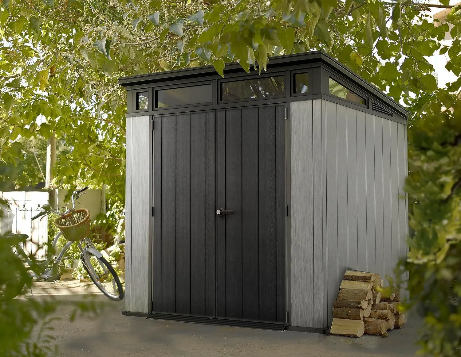 Abri de jardin en résine en résine gris 4,7 m² vue 9