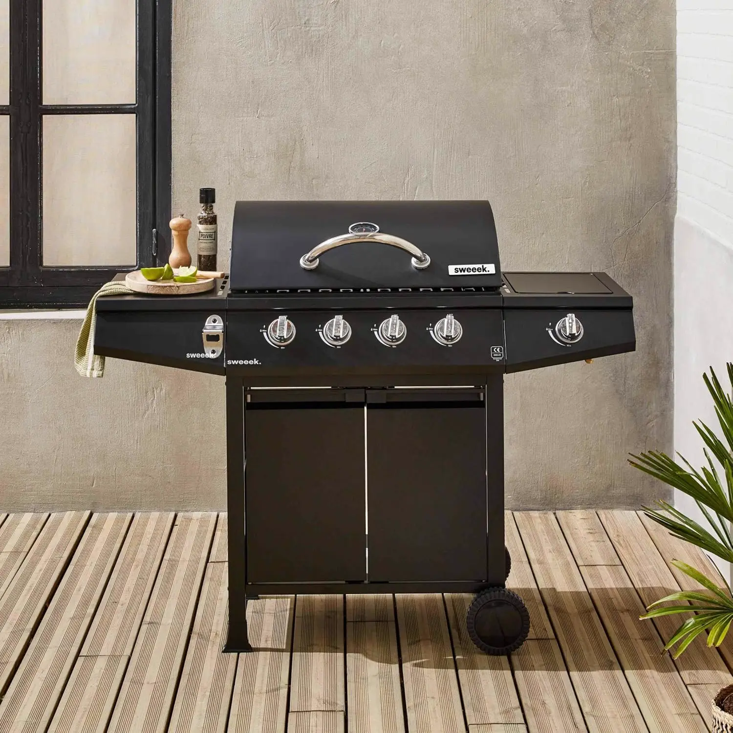 Barbecue à gaz en acier noir vue 2