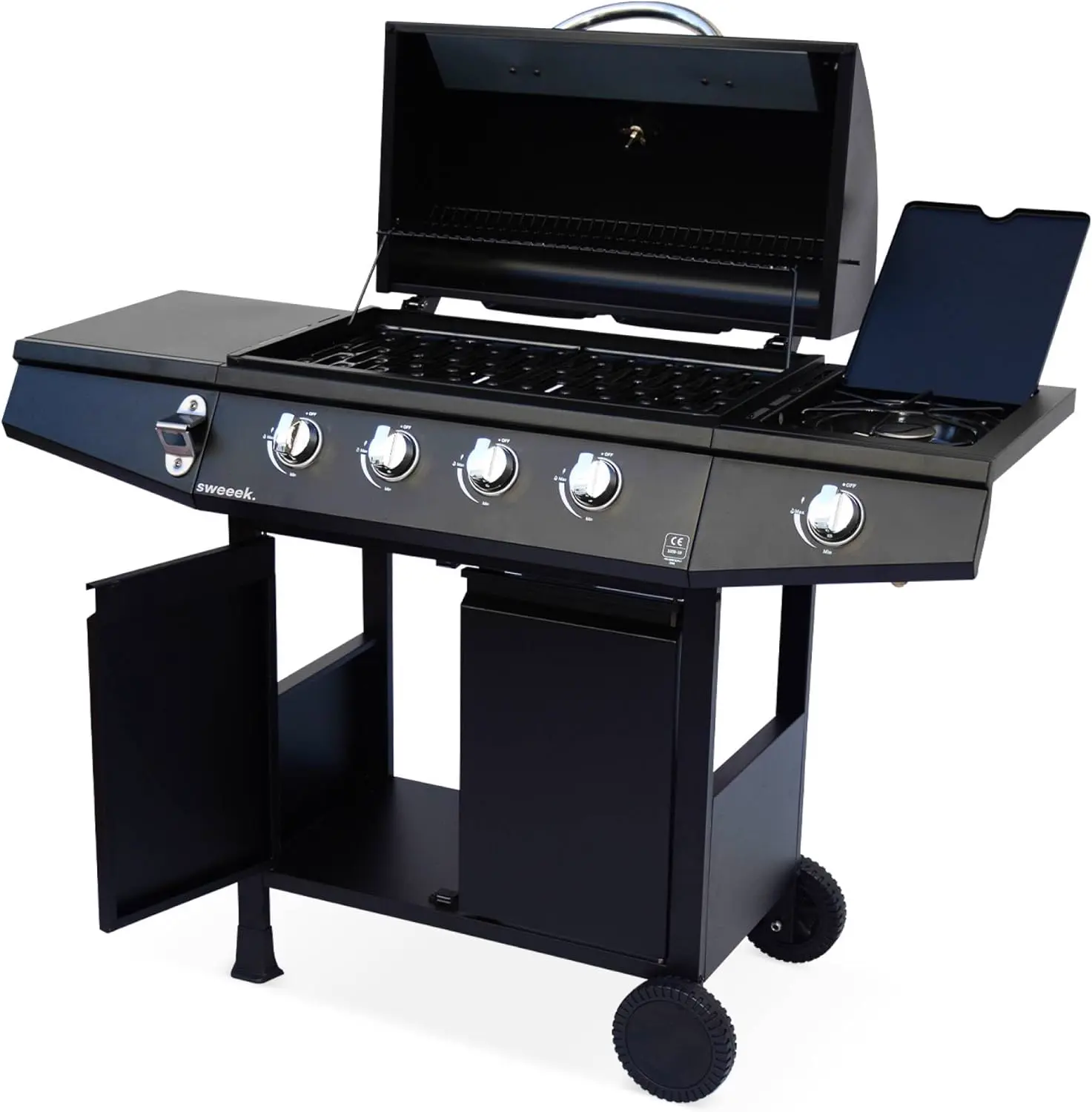 Barbecue à gaz en acier noir vue 3