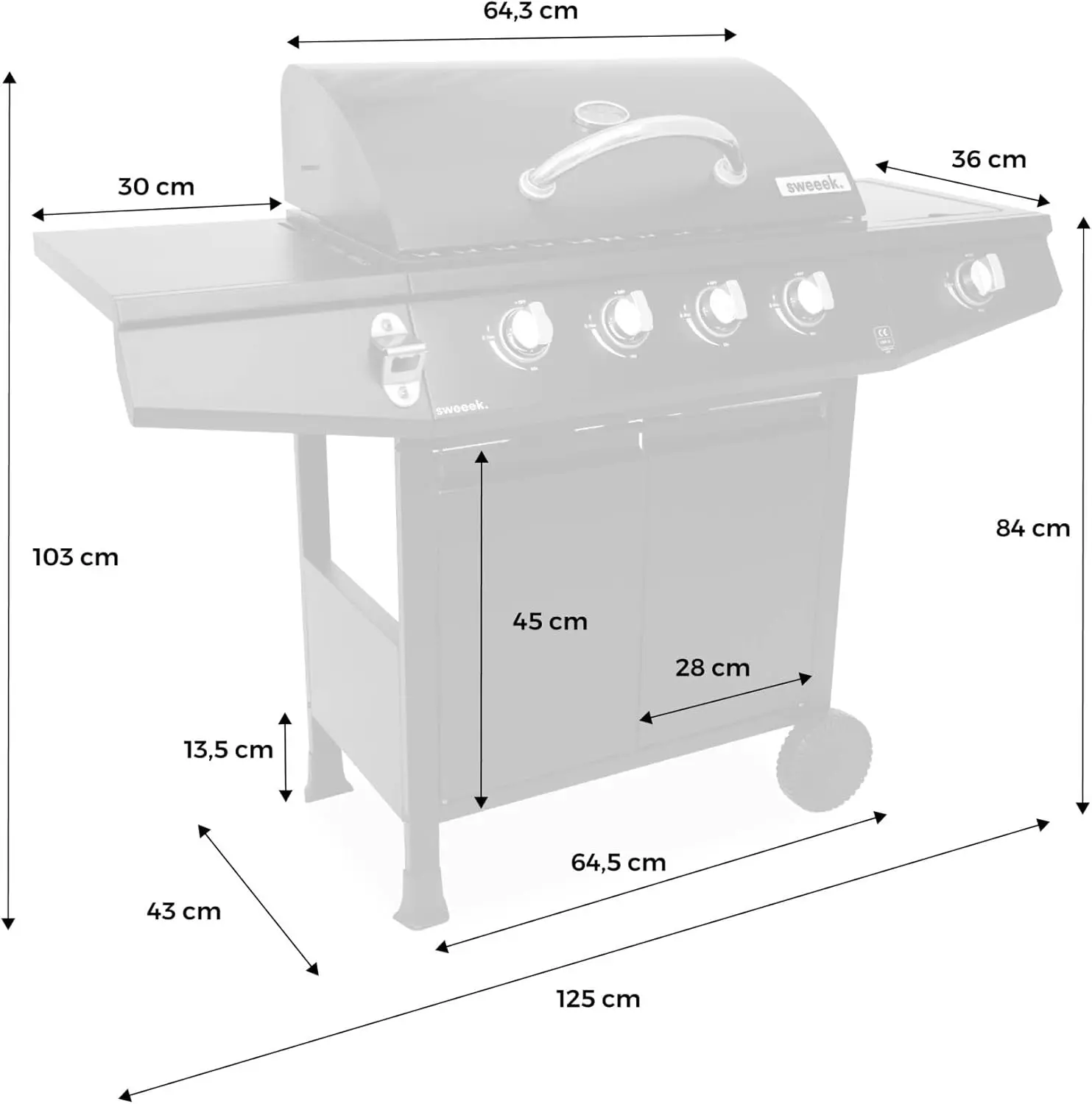 Barbecue à gaz en acier noir vue 4