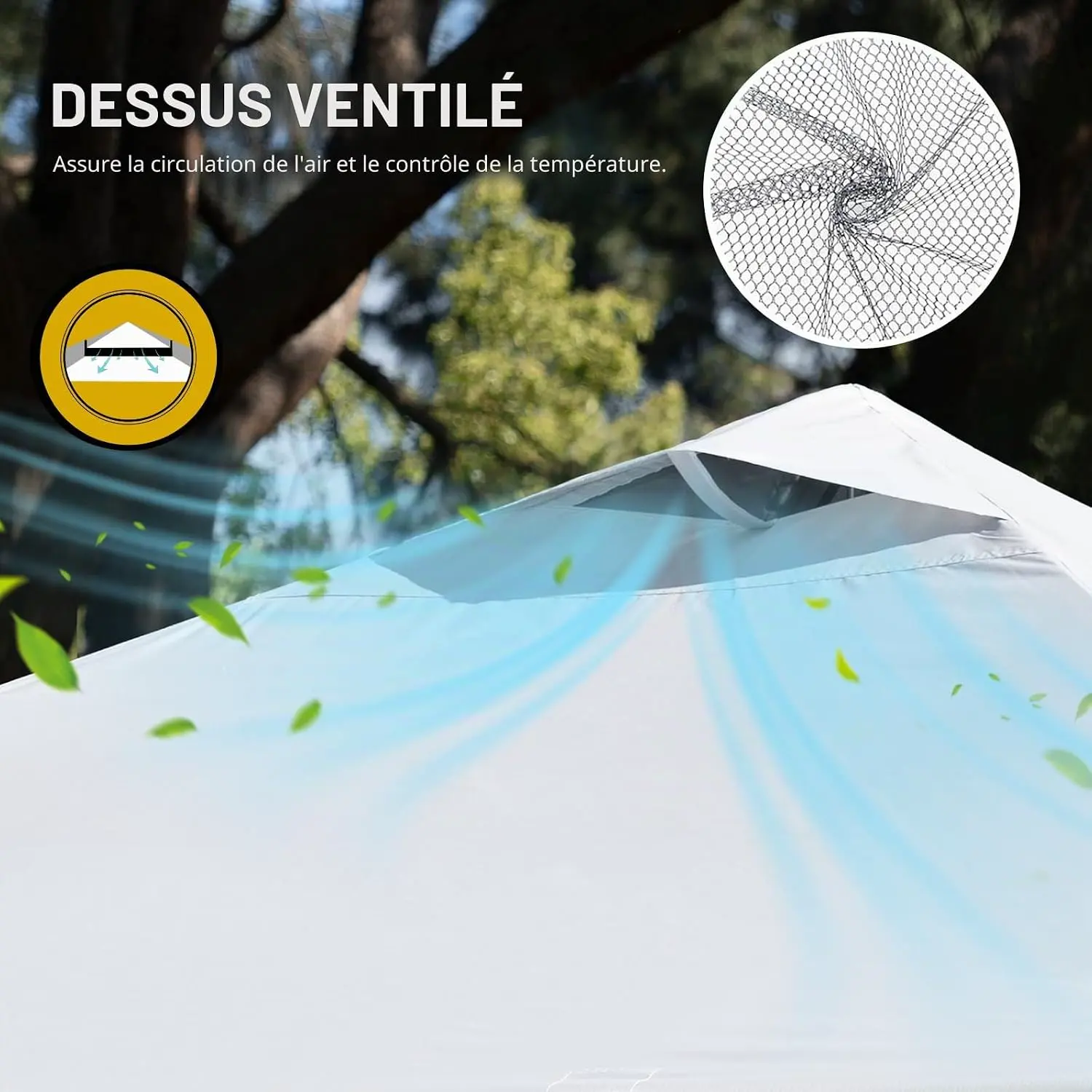 Tonnelle en acier sable 3x3m vue 5
