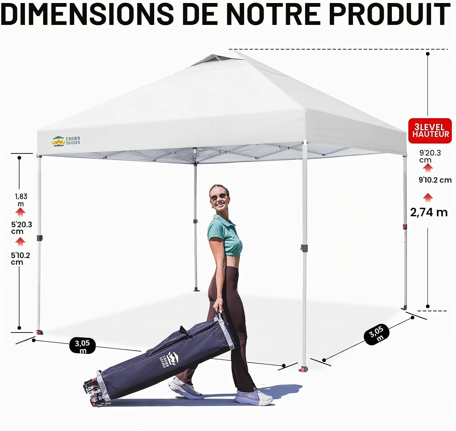 Tonnelle en acier sable 3x3m vue 7