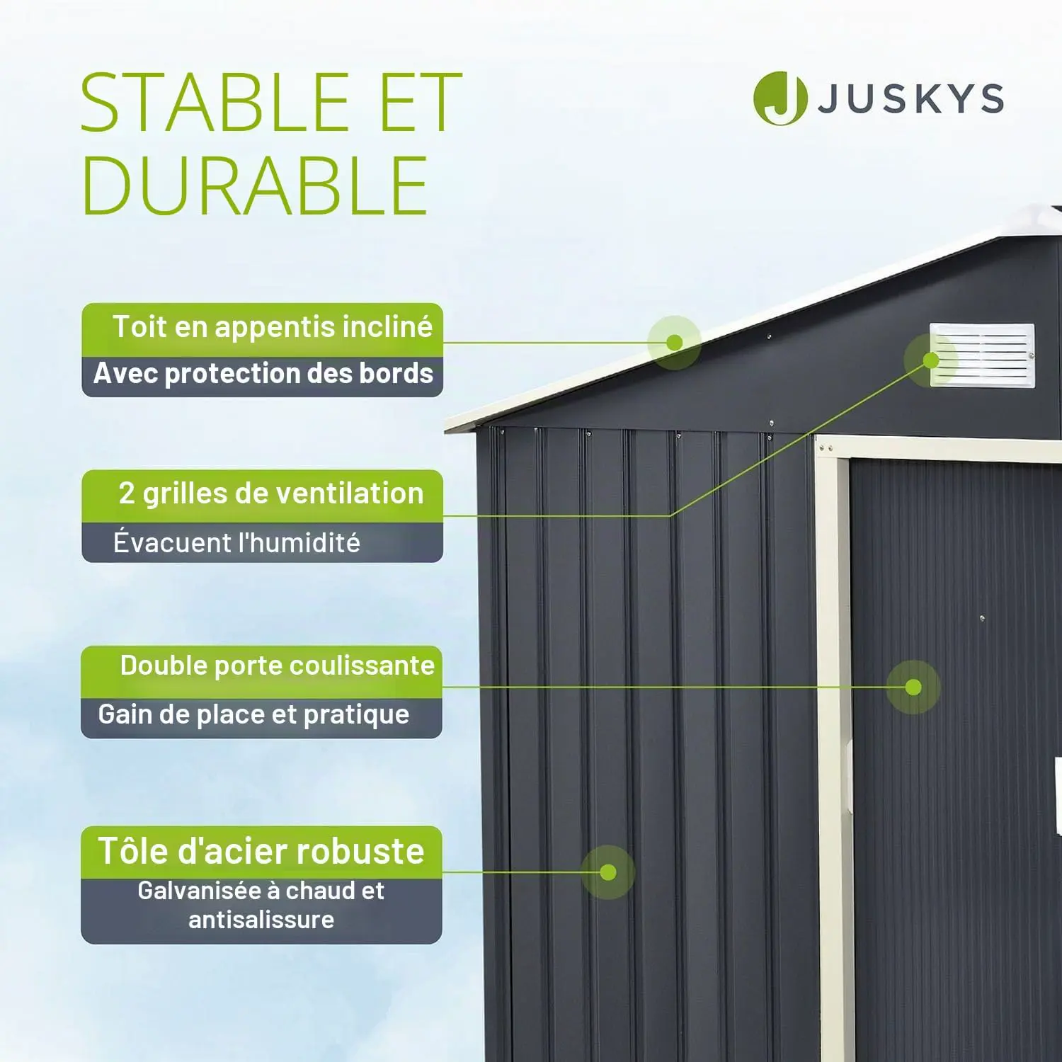 Abri de jardin en métal en métal anthracite 8,9m² vue 5
