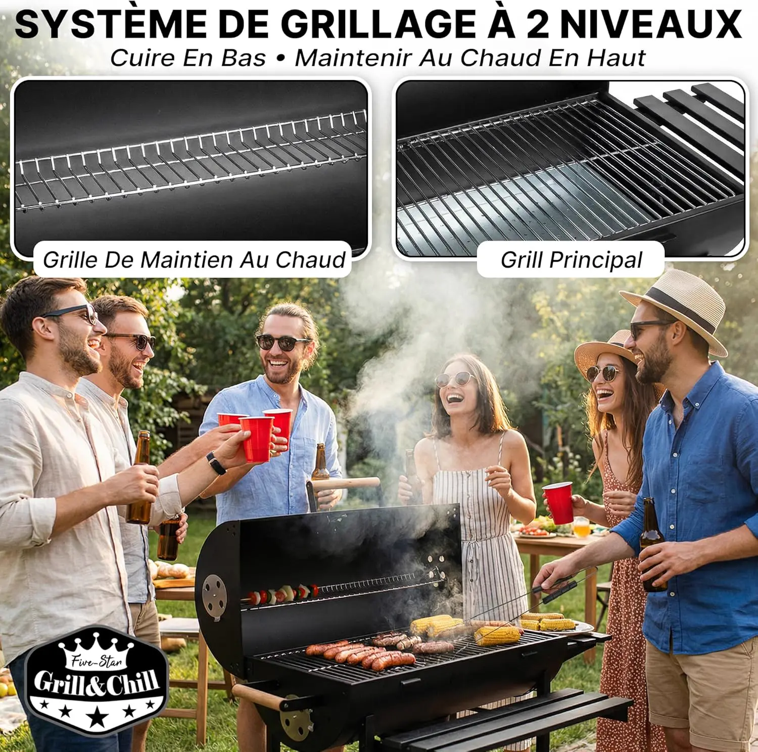 Barbecue à charbon en acier 71 × 35 cm vue 4