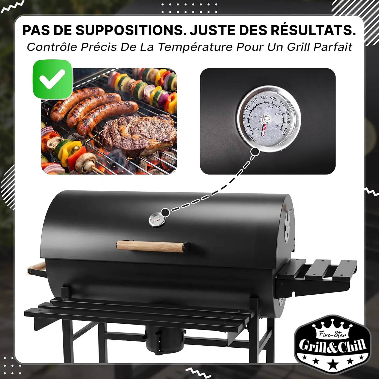 Barbecue à charbon en acier 71 × 35 cm vue 5