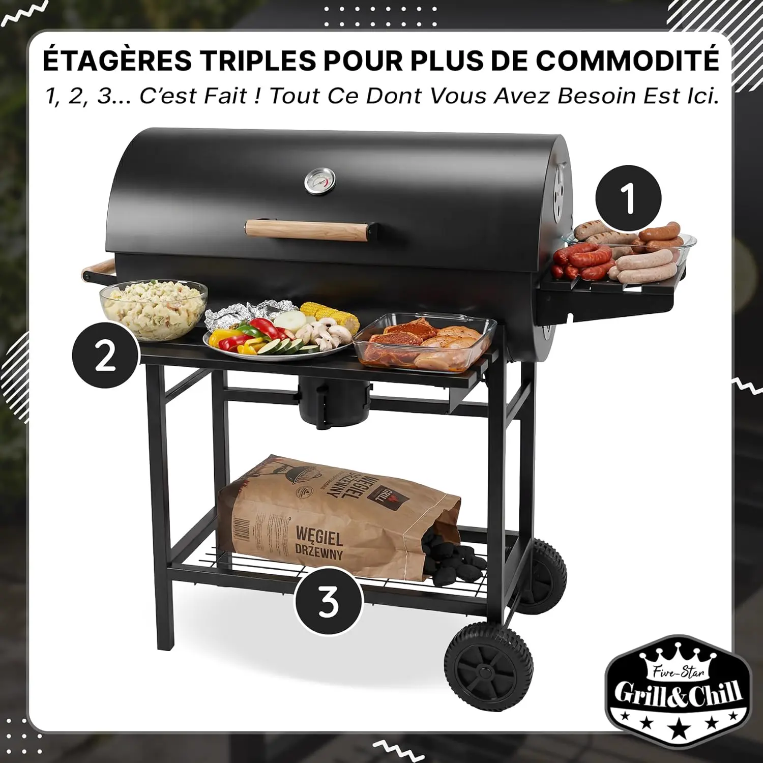 Barbecue à charbon en acier 71 × 35 cm vue 8