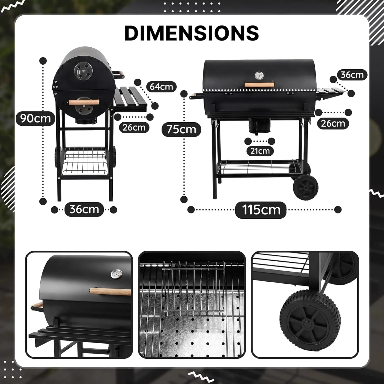 Barbecue à charbon en acier 71 × 35 cm vue 9