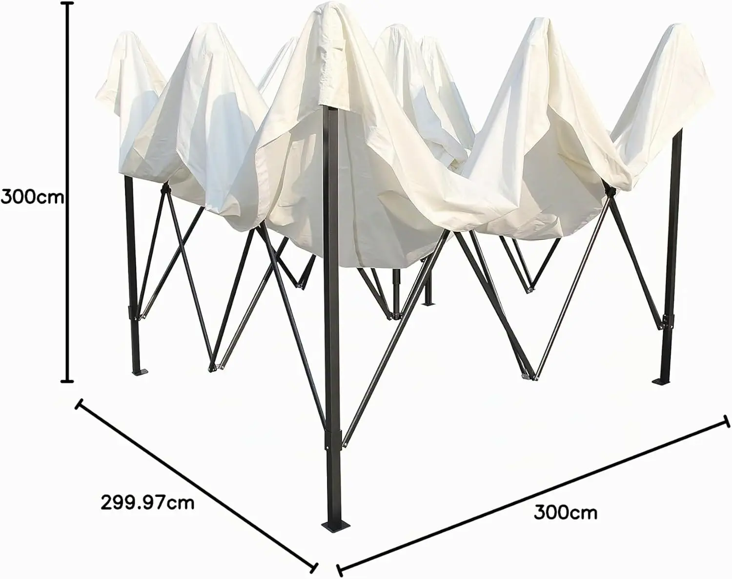 Tonnelle en métal crème 3x3m vue 10