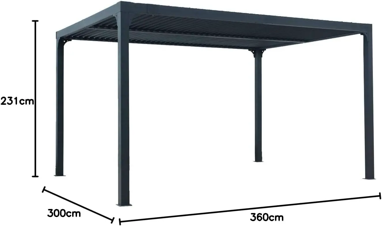 Pergola en aluminium gris 10,80 m² vue 6