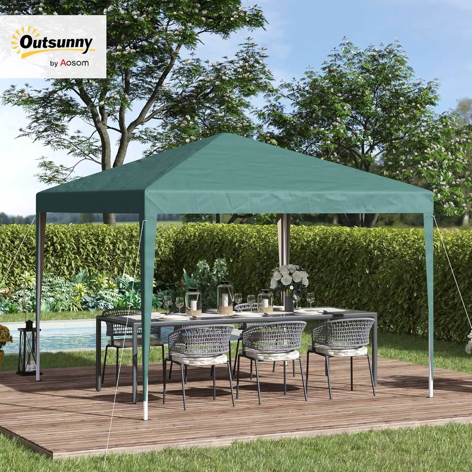 Tonnelle en acier vert 9 m² vue 2