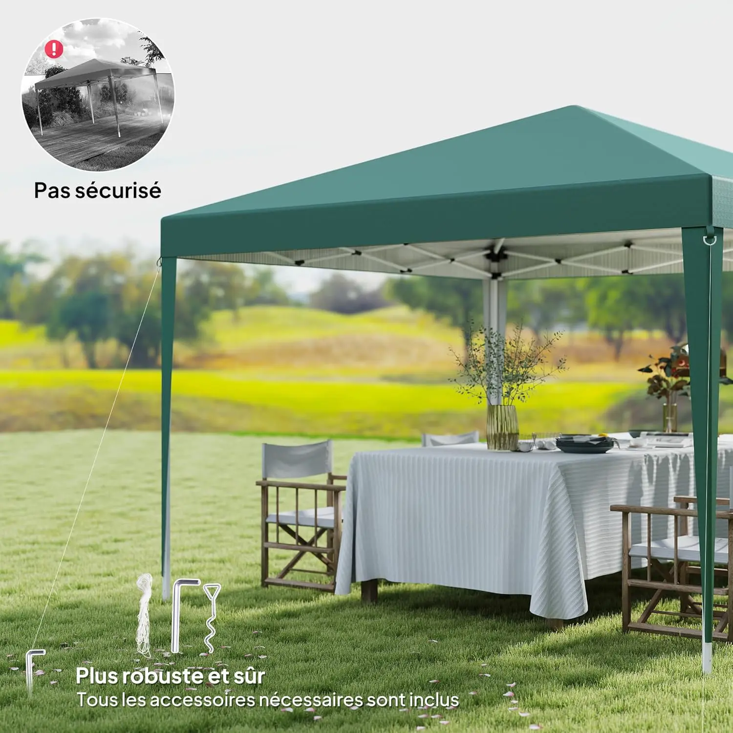 Tonnelle en acier vert 9 m² vue 5