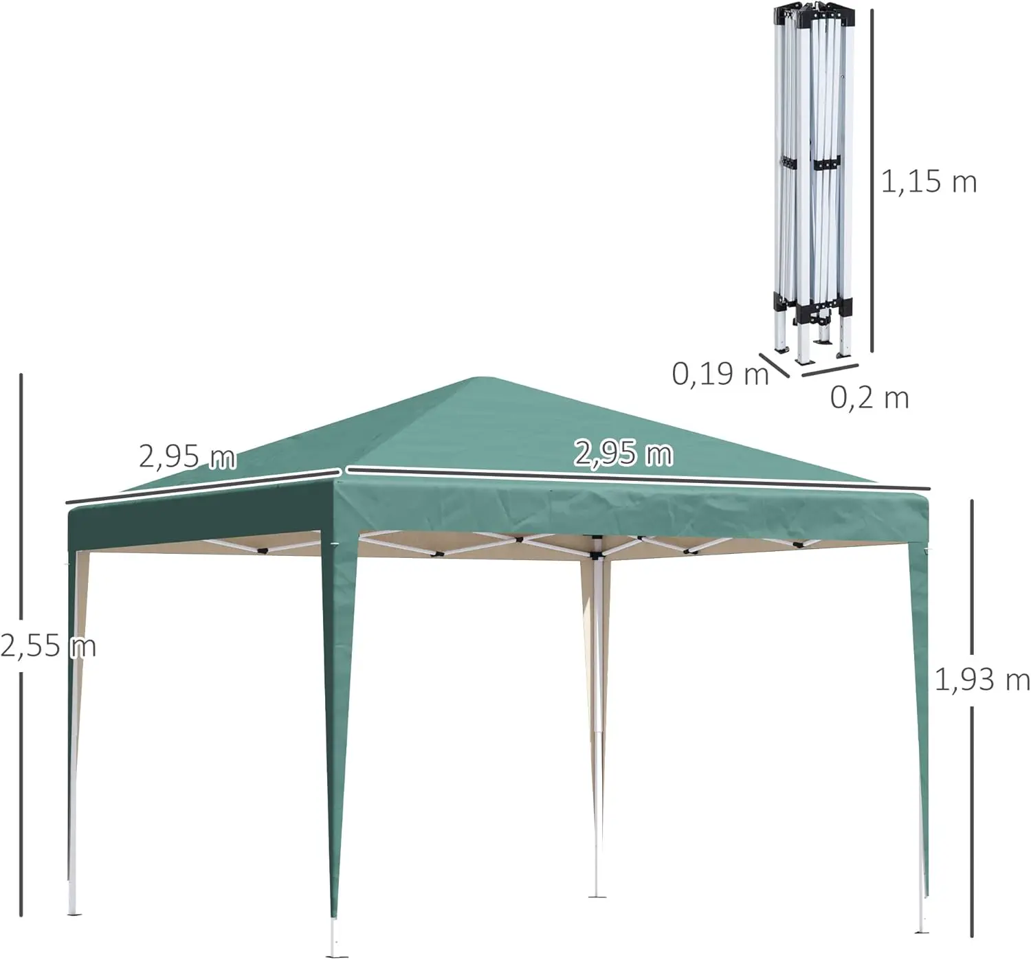 Tonnelle en acier vert 9 m² vue 7