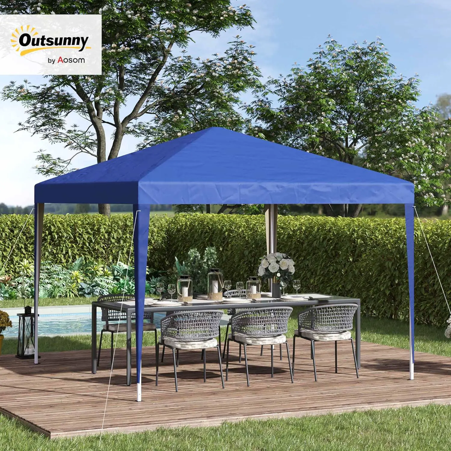 Tonnelle en métal bleu 3x3m vue 2