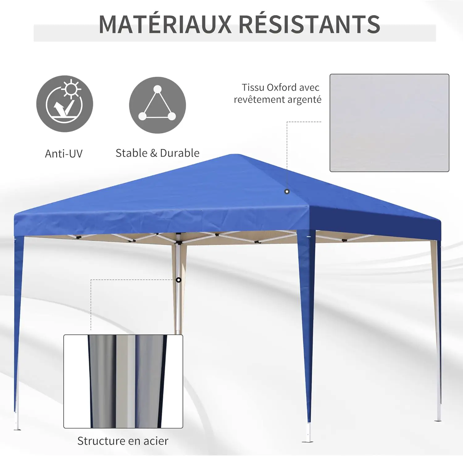 Tonnelle en métal bleu 3x3m vue 3