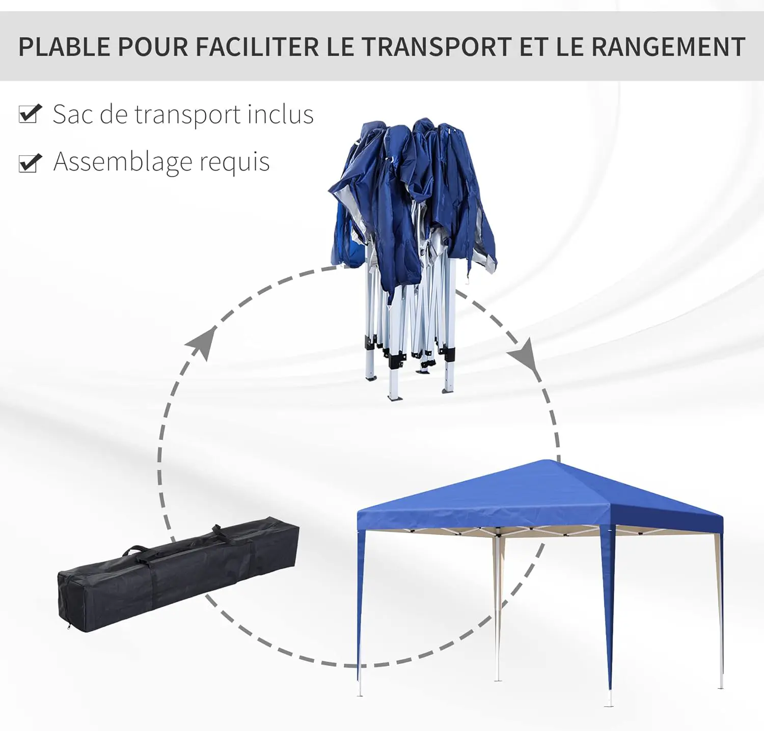 Tonnelle en métal bleu 3x3m vue 4