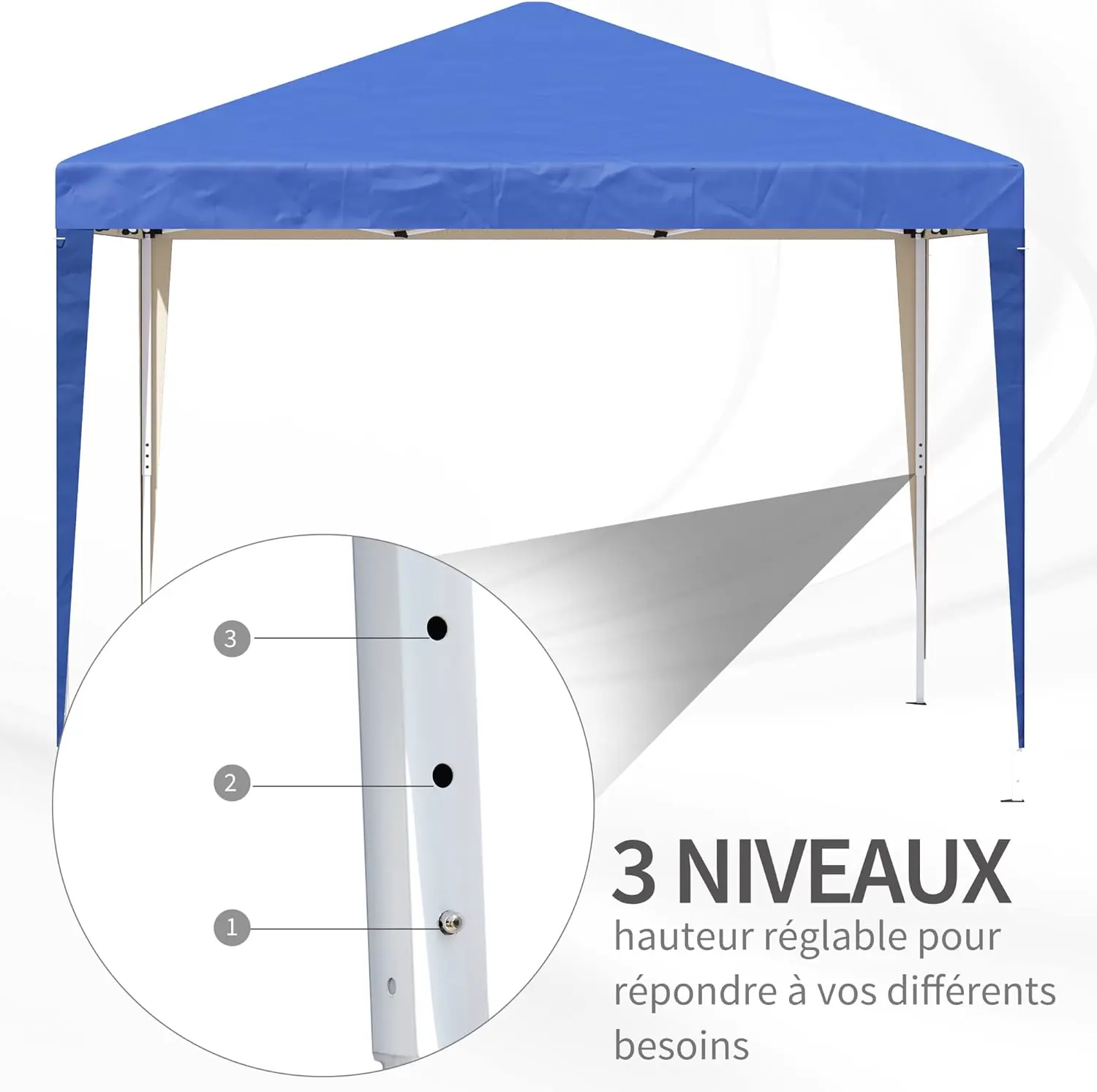Tonnelle en métal bleu 3x3m vue 5
