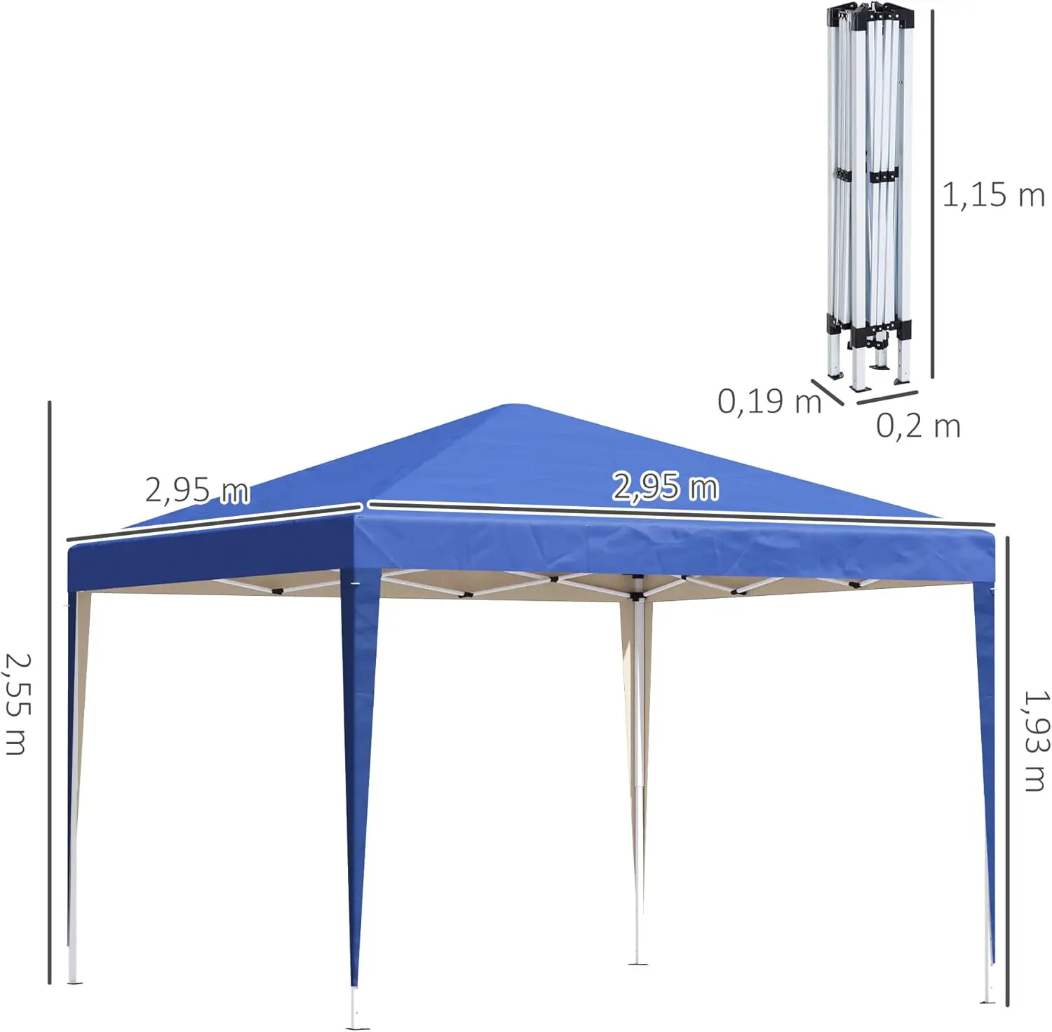 Tonnelle en métal bleu 3x3m vue 7