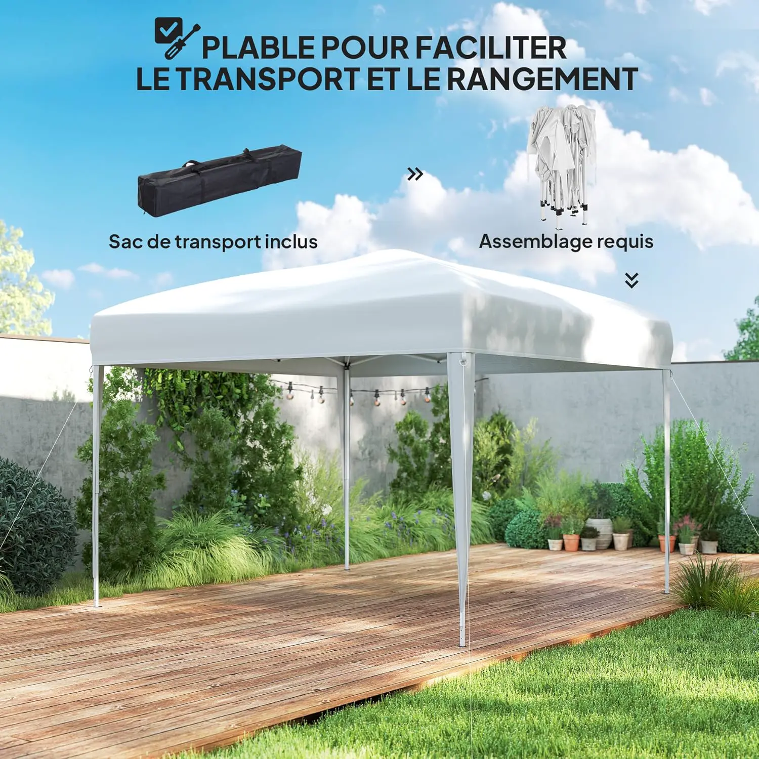 Tonnelle en métal blanc 3x3m vue 4