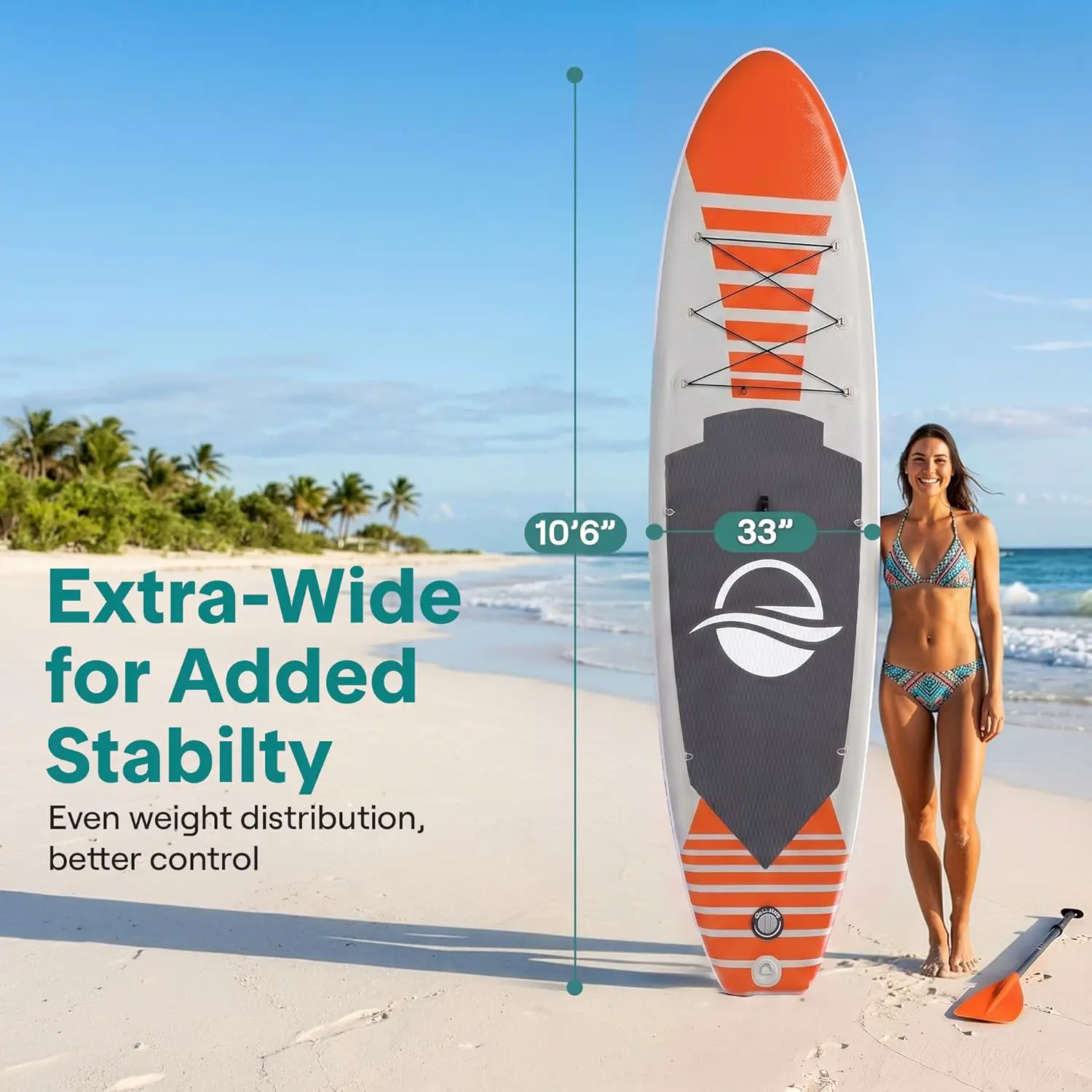 Paddle gonflable en aluminium orange vue 3