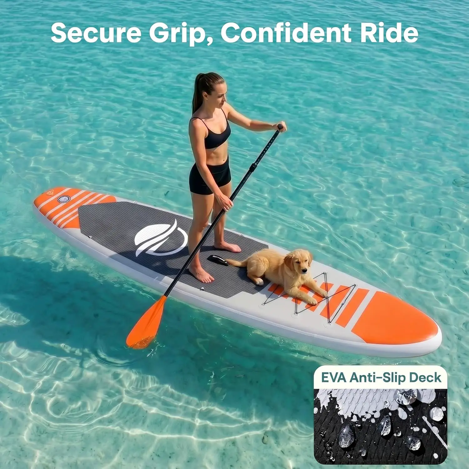 Paddle gonflable en aluminium orange vue 4