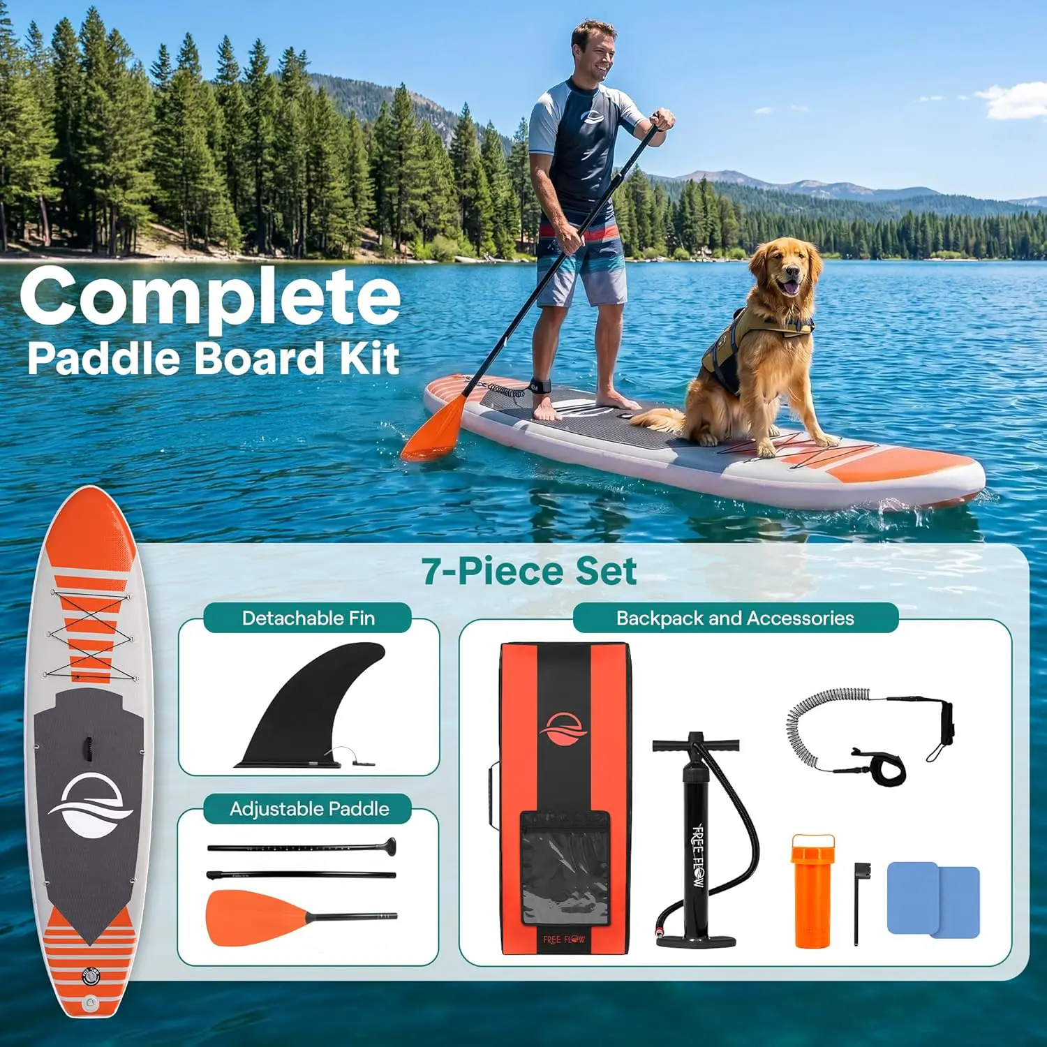 Paddle gonflable en aluminium orange vue 5