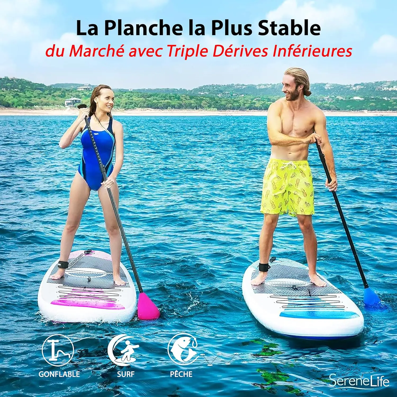 Paddle gonflable en aluminium rose vue 5
