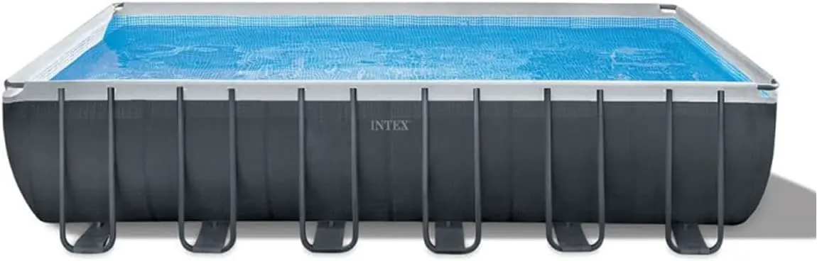 Piscine hors sol gris vue 1
