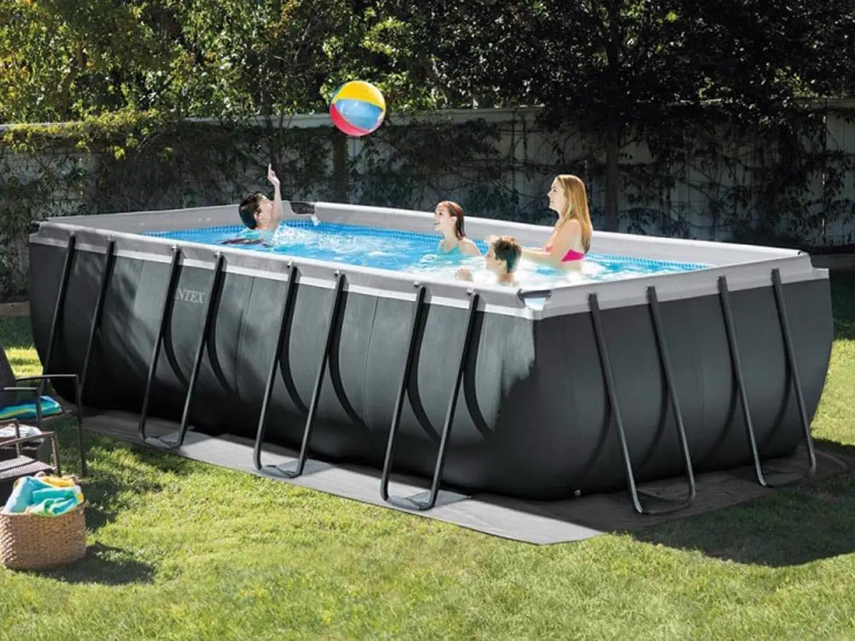 Piscine hors sol en métal sable vue 3