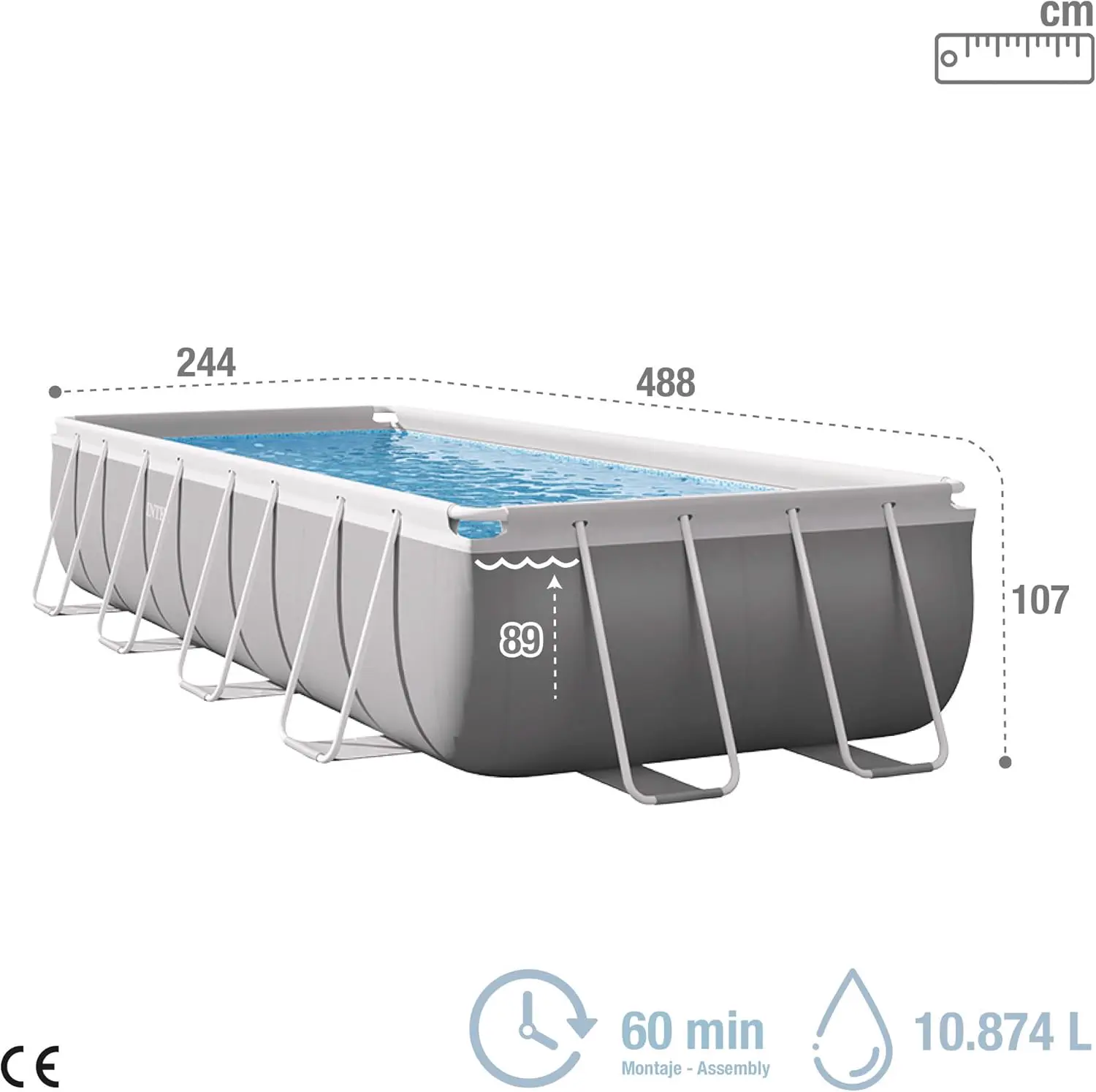 Piscine hors sol en métal gris vue 4