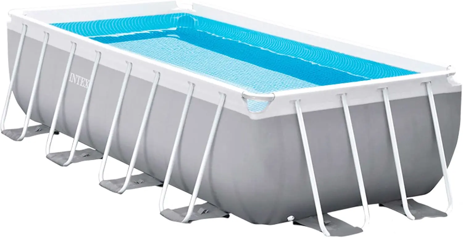 Piscine hors sol en métal gris vue 9